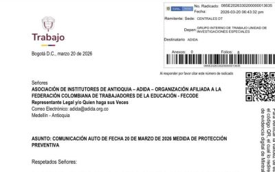FECODE y ADIDA, en defensa del magisterio de Antioquia. Se suspenden medidas impuestas por la Gobernación de Antioquia contra el Magisterio
